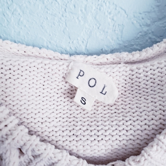 POL Cream And Gray Star Distressed Oversized Knit Hoodie - Picture 5 of 9